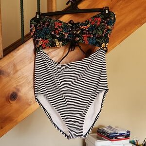 Time and Tru Floral and Striped Kids One Piece